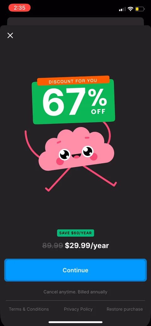 Headway onboarding screen 74