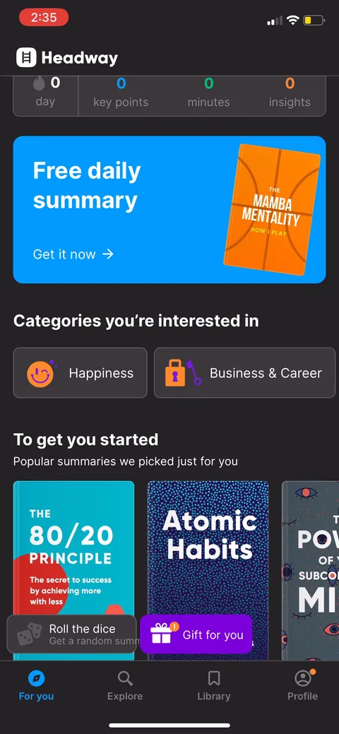Headway onboarding screen 82