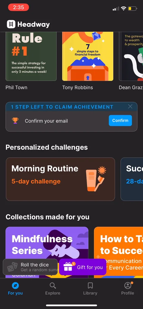 Headway onboarding screen 90
