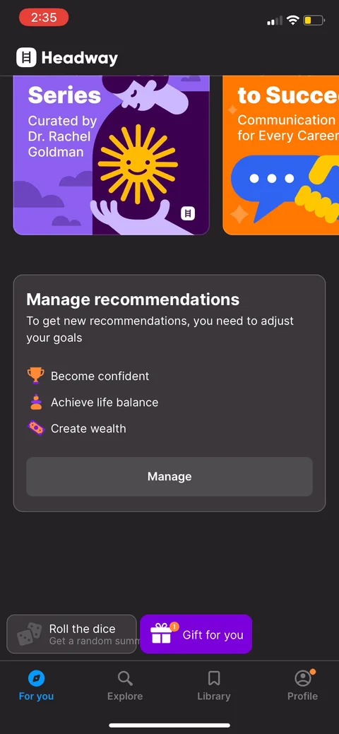 Headway onboarding screen 92