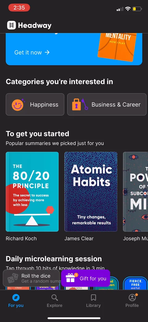 Headway onboarding screen 94