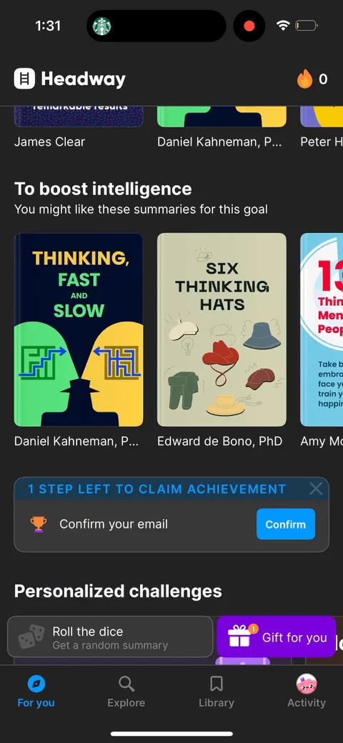 Headway onboarding screen 101