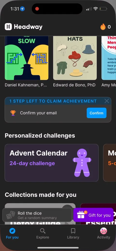 Headway onboarding screen 136