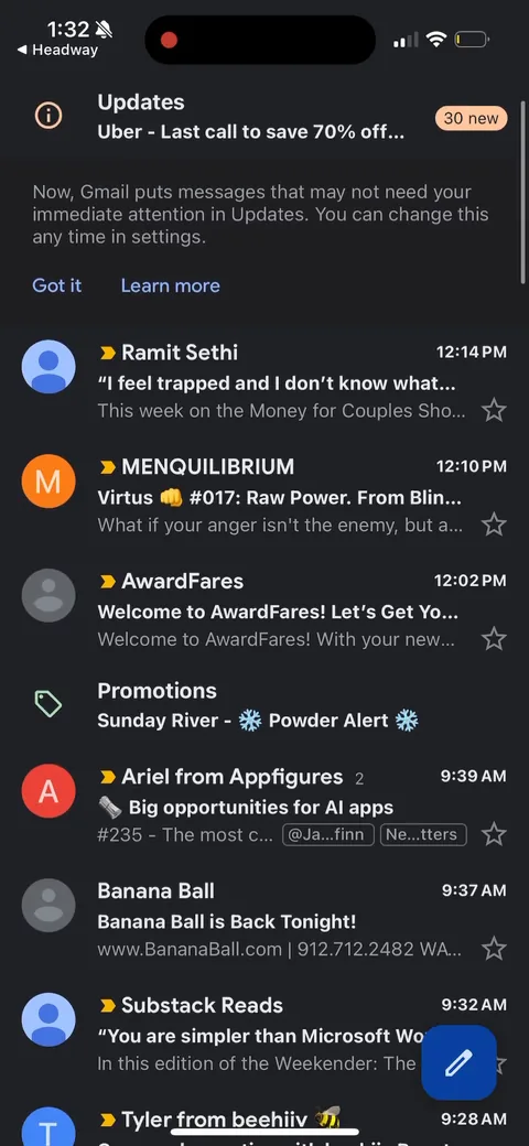Headway onboarding screen 143