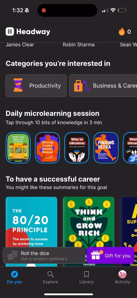 Headway onboarding screen 170