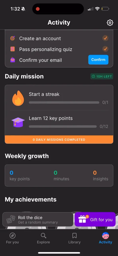 Headway onboarding screen 176