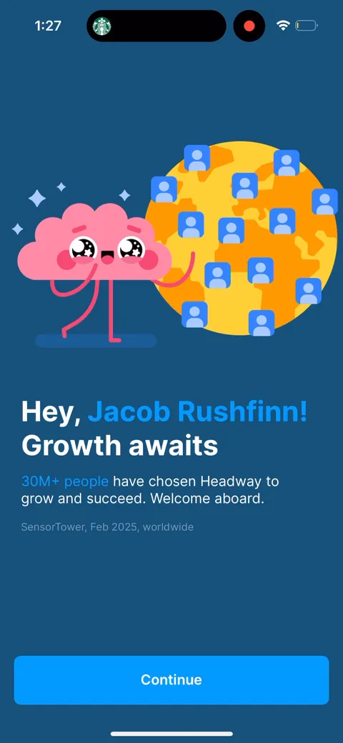Headway onboarding screen 20