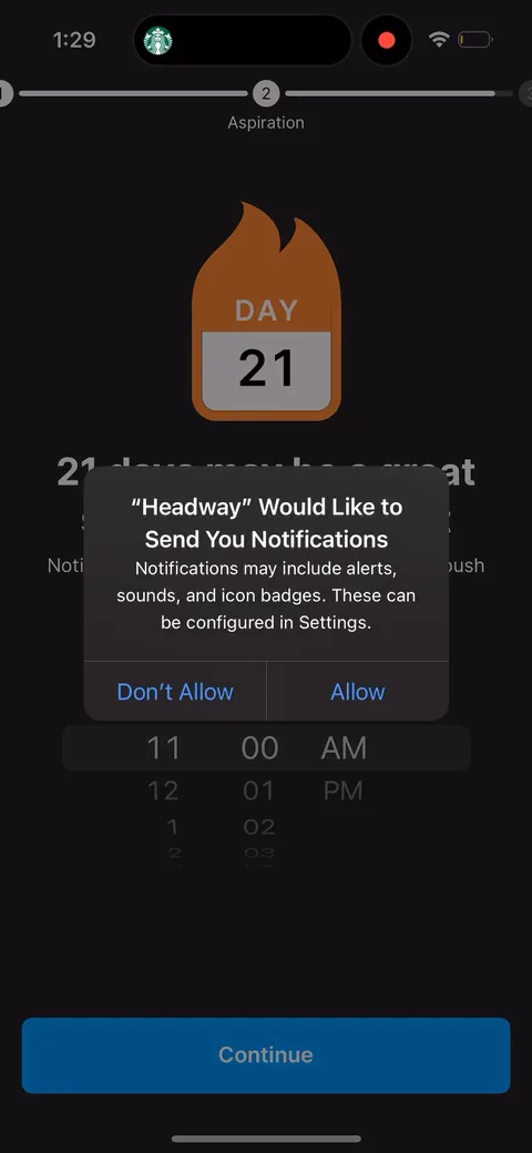 Headway onboarding screen 42