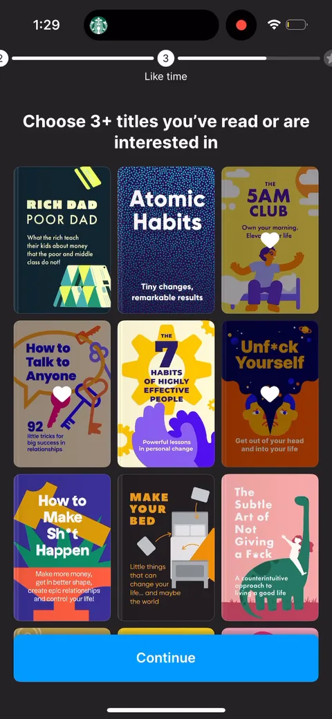 Headway onboarding screen 48