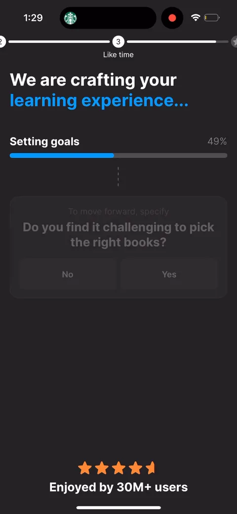 Headway onboarding screen 51