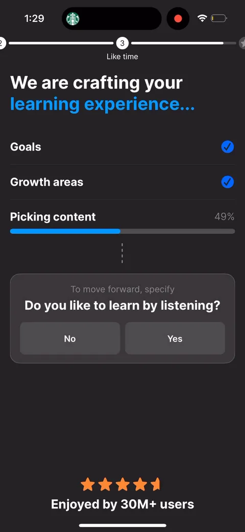 Headway onboarding screen 55