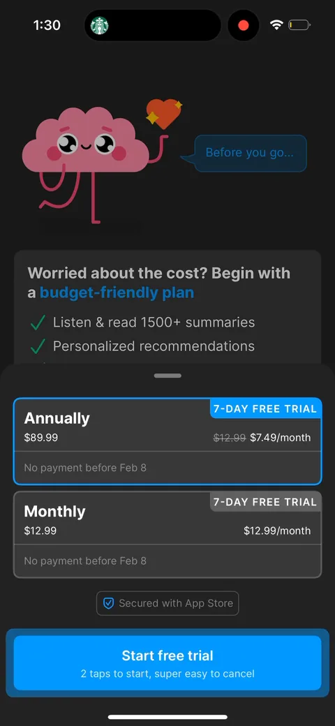 Headway onboarding screen 69