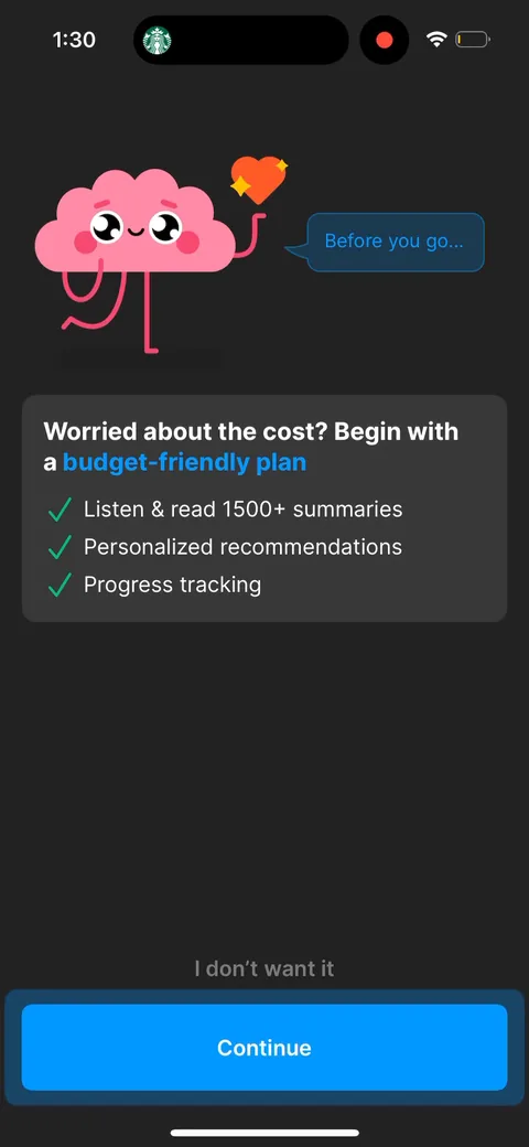 Headway onboarding screen 70
