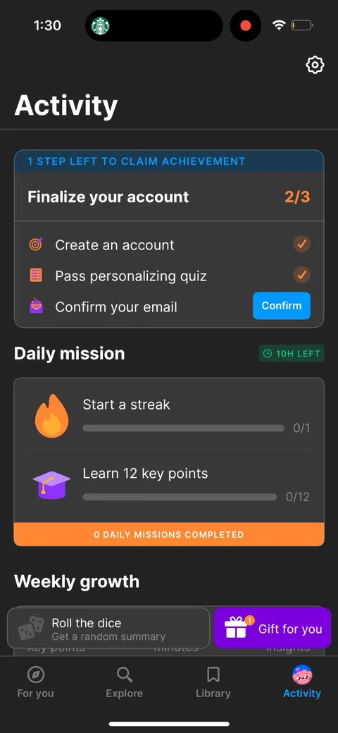 Headway onboarding screen 78