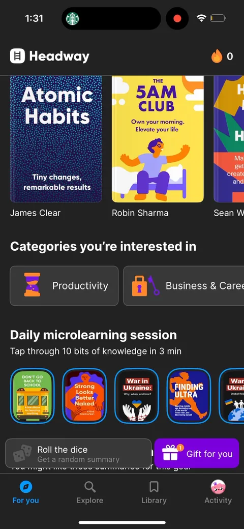 Headway onboarding screen 96