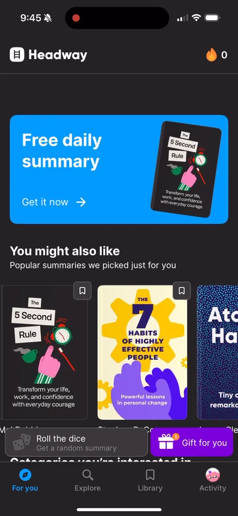 Headway onboarding screen 108