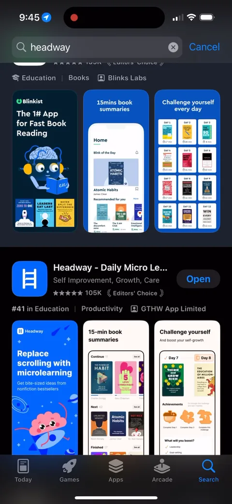 Headway onboarding screen 115