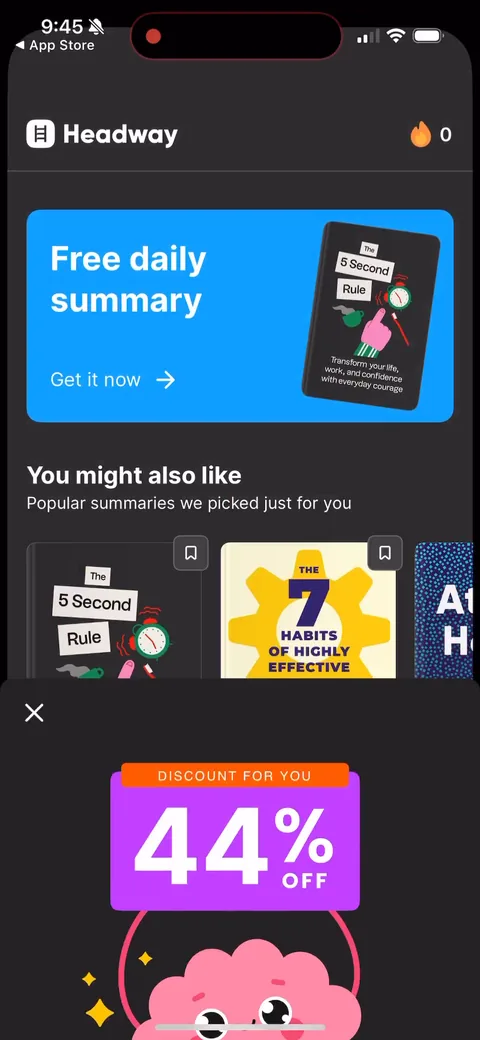 Headway onboarding screen 121