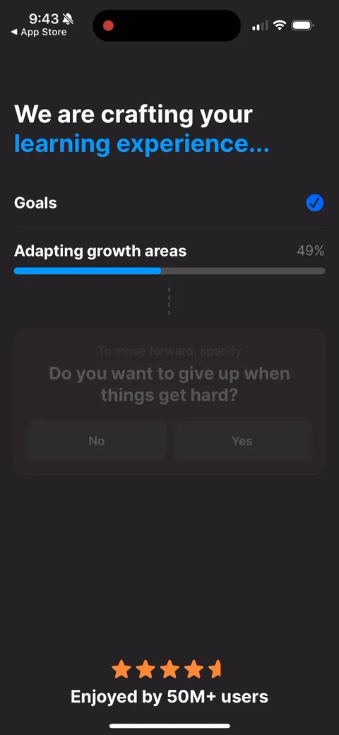 Headway onboarding screen 49