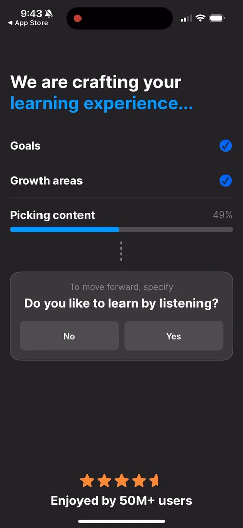 Headway onboarding screen 52