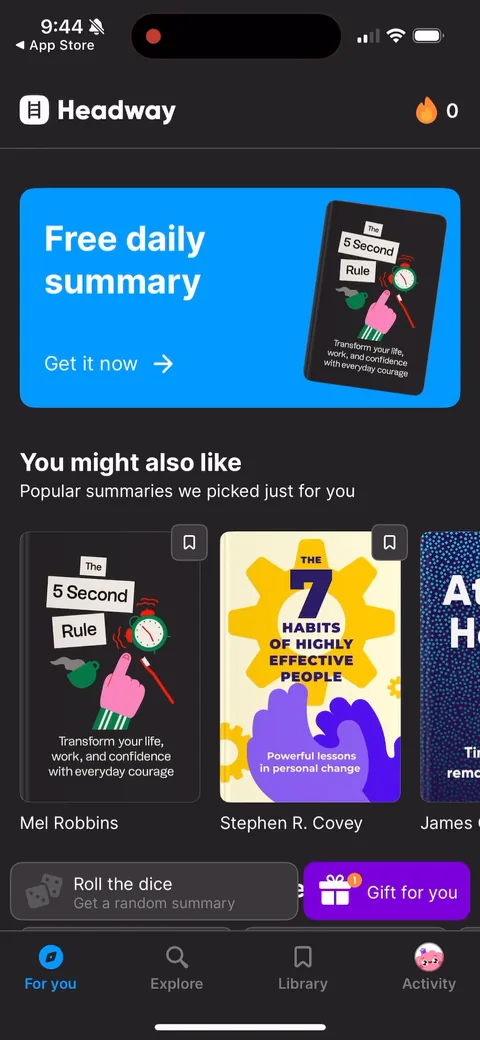 Headway onboarding screen 74