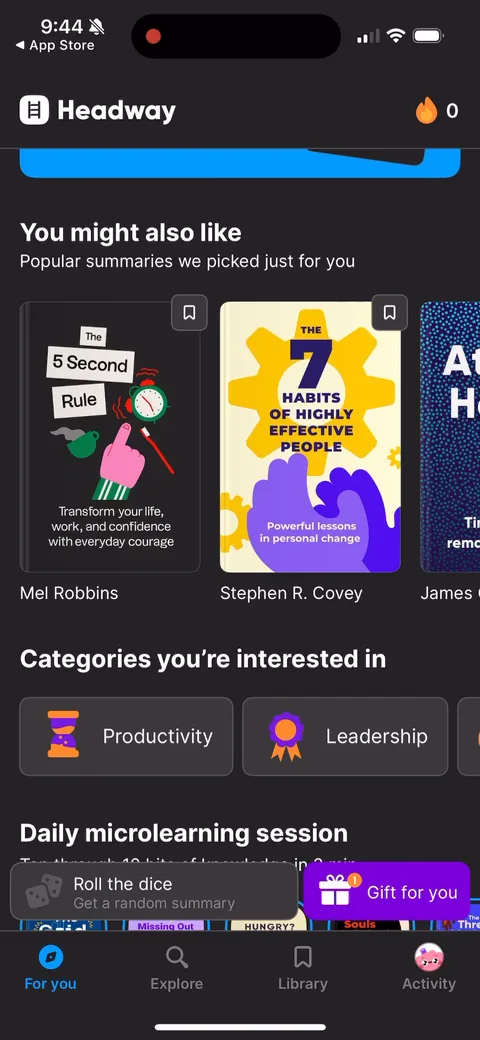 Headway onboarding screen 76
