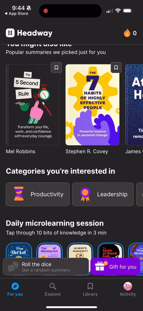 Headway onboarding screen 77