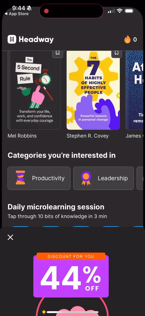 Headway onboarding screen 81