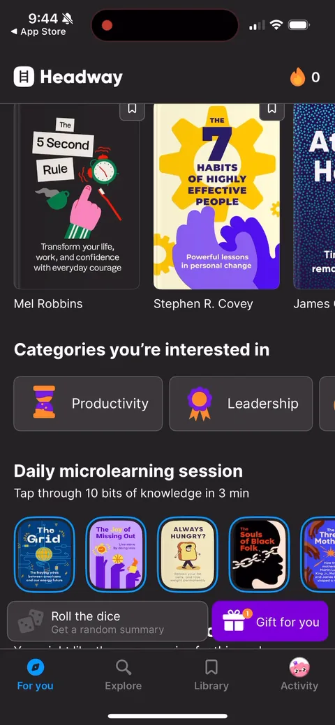 Headway onboarding screen 82