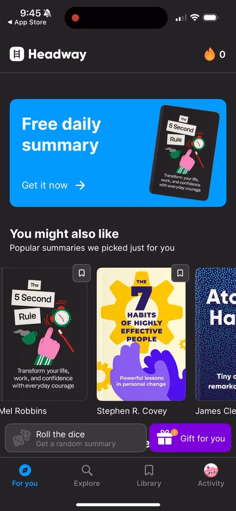Headway onboarding screen 95
