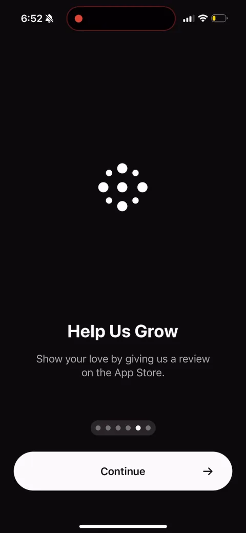 Hubx onboarding screen 8: Review prompt placed before the paywall
