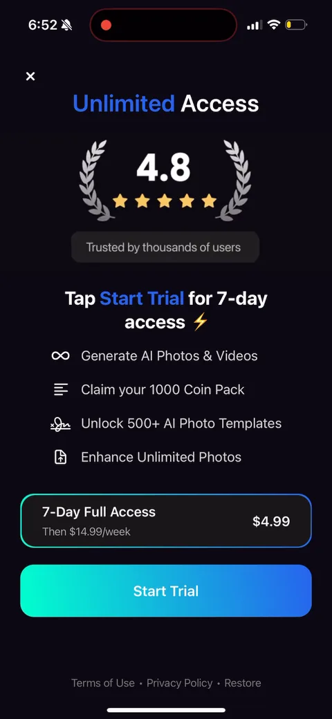 Hubx paywall with pricing, onboarding screen 12