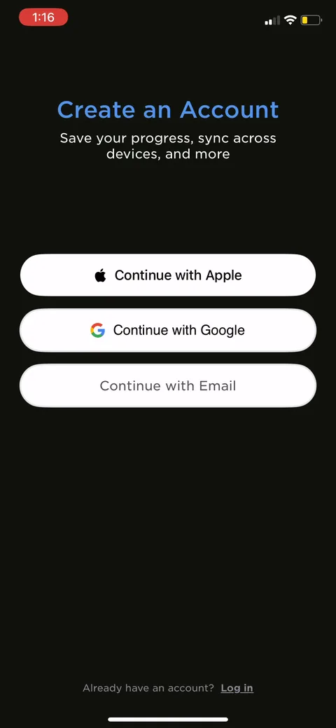 Imprint onboarding screen 58: Account creation lands here, after the paywall, not before