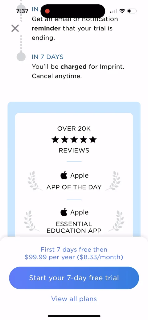Imprint onboarding screen 44