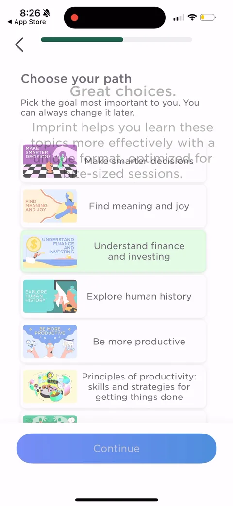 Imprint onboarding screen 10: 