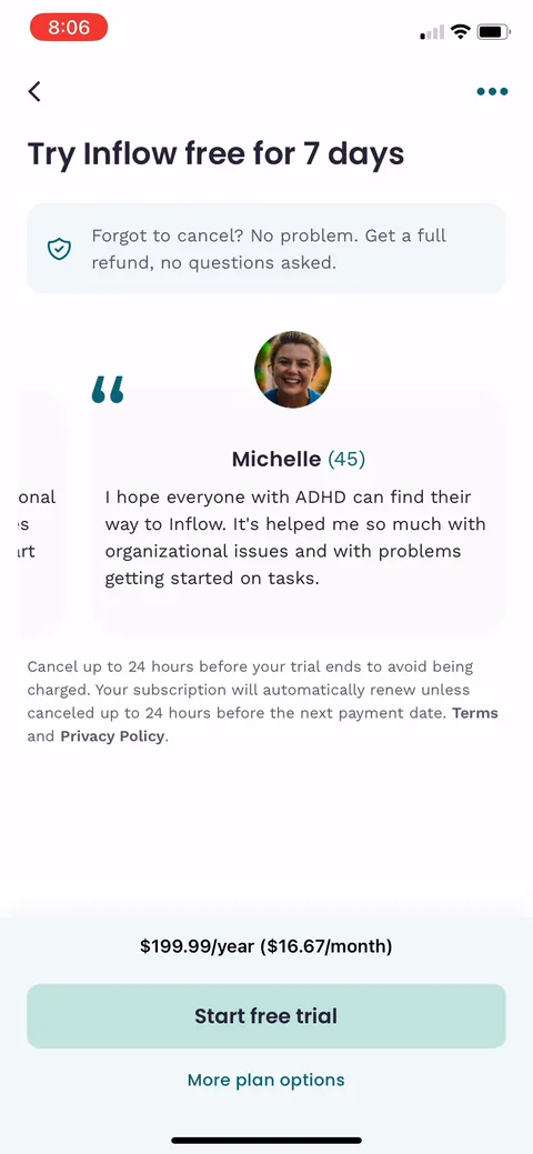 Inflow onboarding screen 70