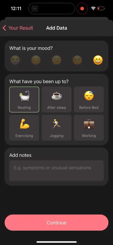 Inpulse onboarding screen 58: 'What is your mood