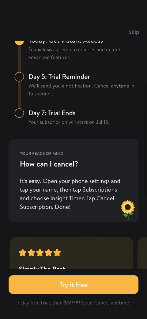 Insight Timer onboarding screen 37: 