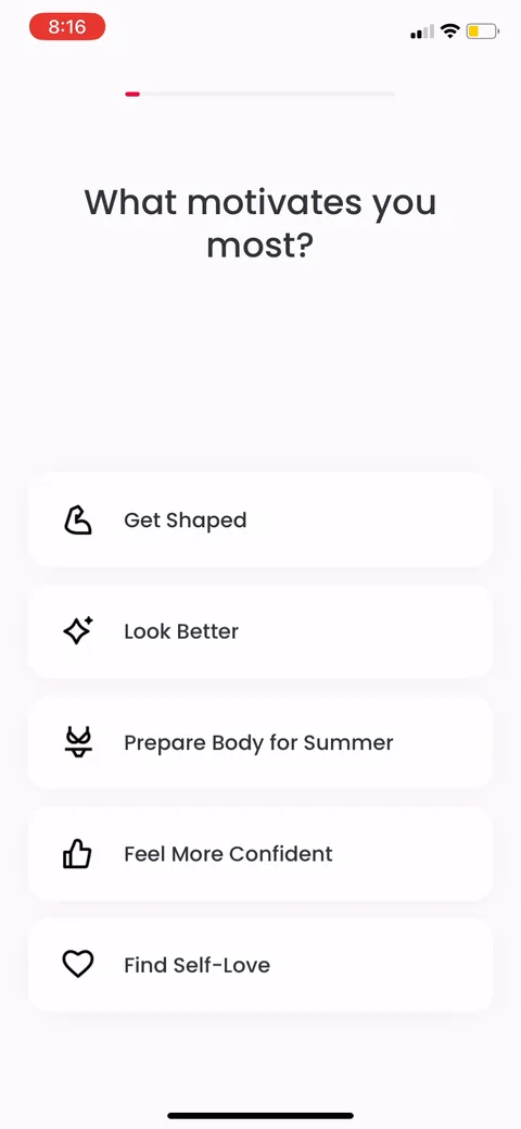 Justfit onboarding screen 5: 