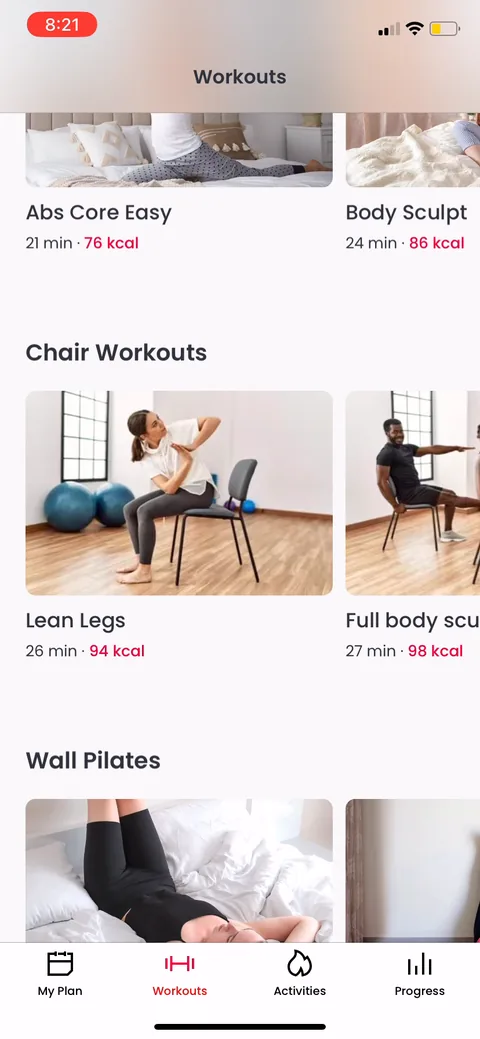 Justfit onboarding screen 101