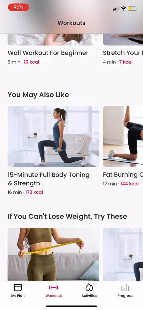 Justfit onboarding screen 105