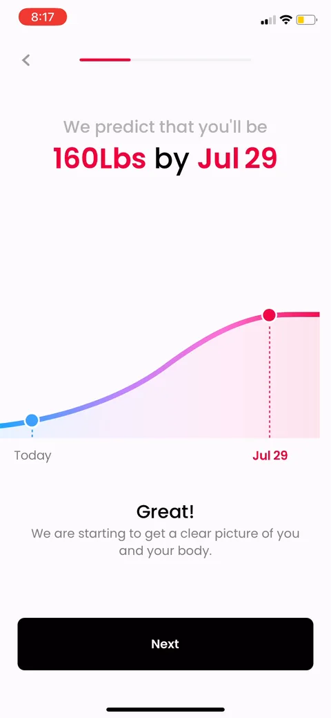 Justfit onboarding screen 12