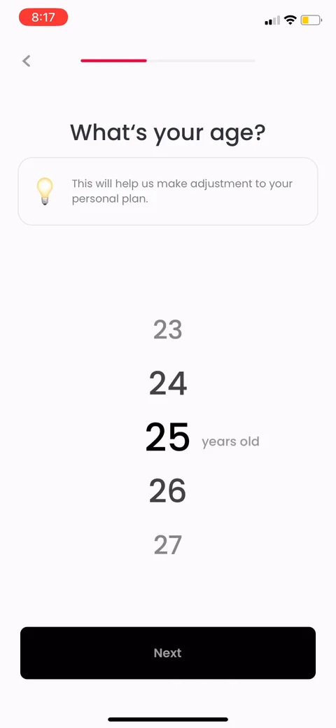 Justfit onboarding screen 17