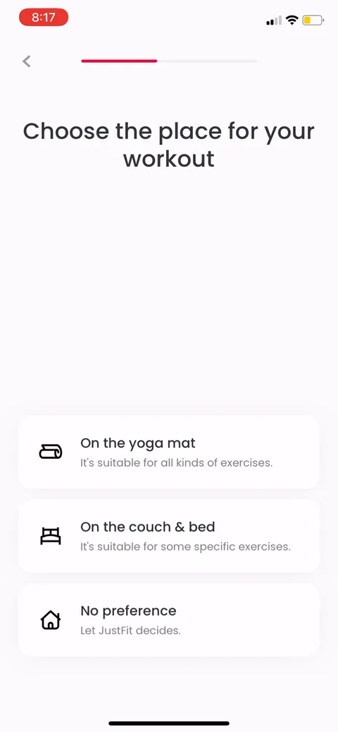 Justfit onboarding screen 19