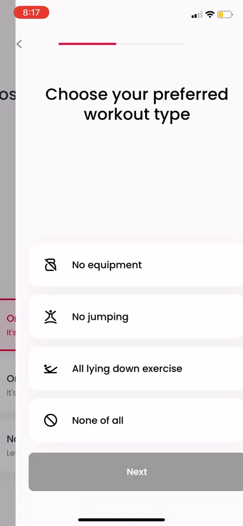 Justfit onboarding screen 20