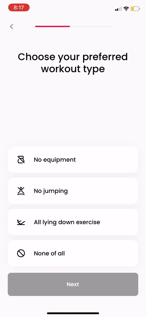 Justfit onboarding screen 21