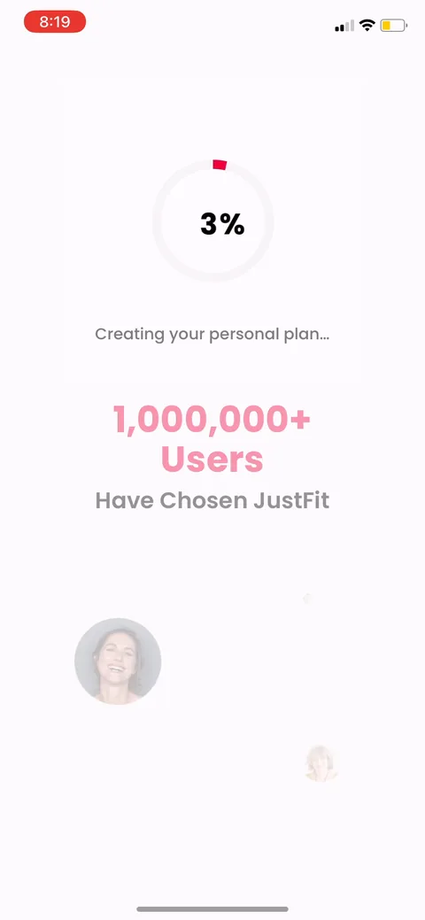 Justfit onboarding screen 47