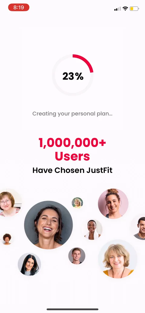 Justfit onboarding screen 48