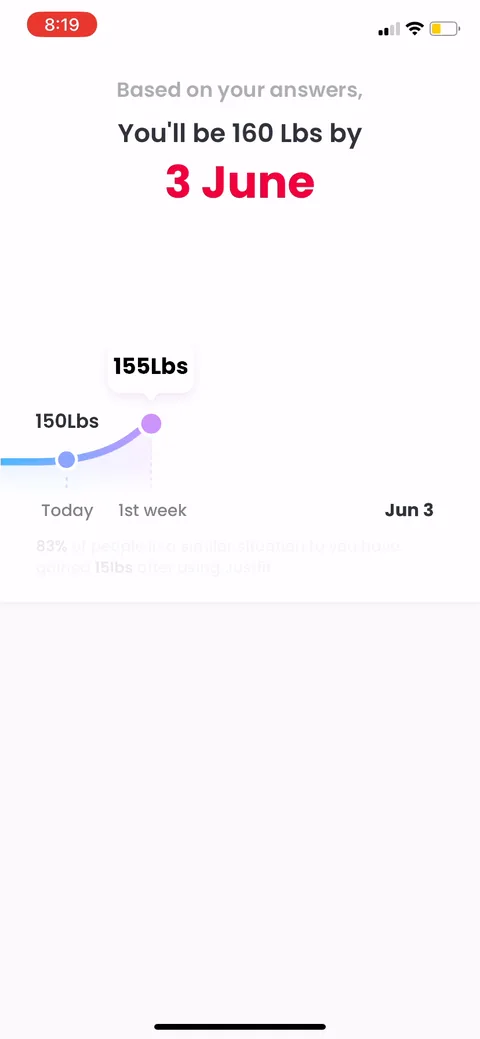 Justfit onboarding screen 54