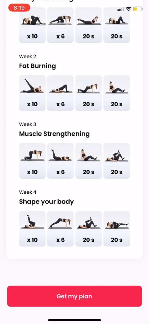 Justfit onboarding screen 57